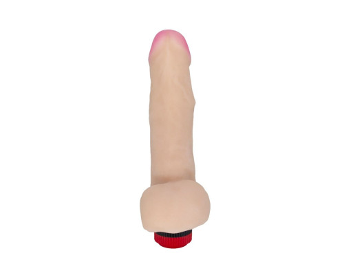 Реалистичный фаллоимитатор с вибрацией и мошонкой - 20,2 см.