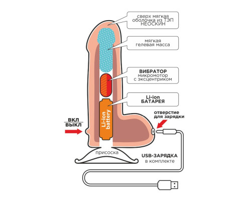 Телесный вибратор-реалистик NEOSKINUM - 22 см.