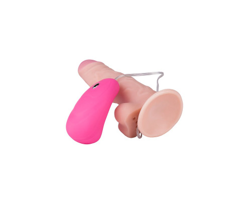 Телесный вибромассажер на присоске с проводным пультом - 17 см.