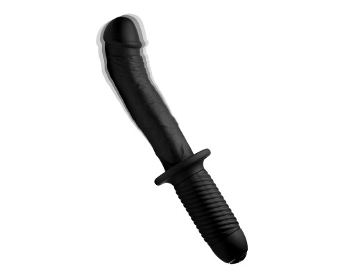 Черный вибратор The Large Realistic 10X Silicone Vibrator with Handle - 30,5 см.