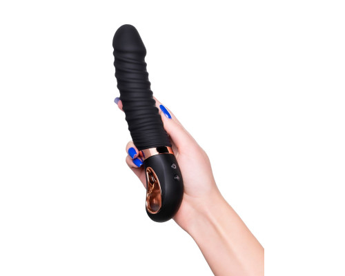 Черный вибратор Waname D-Splash Hurricane с ребрышками - 22,5 см.