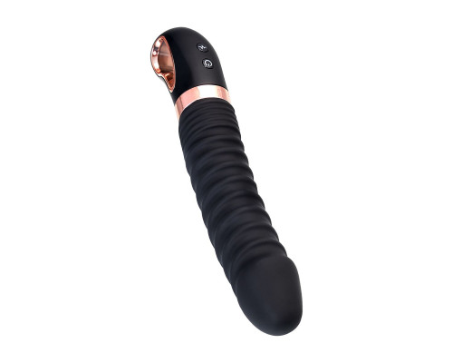 Черный вибратор Waname D-Splash Hurricane с ребрышками - 22,5 см.