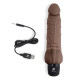 Коричневый вибратор с клиторальным выступом 7  Realistic Vibrator - 21,5 см.
