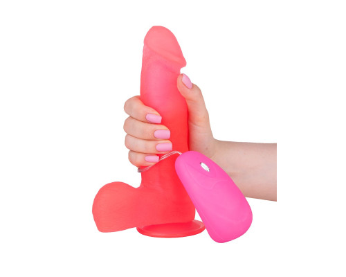 Розовый гелевый вибратор на присоске - 19 см.