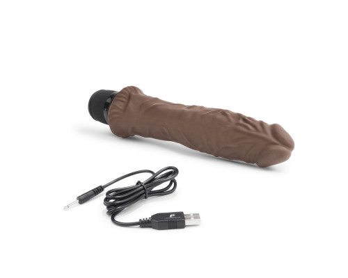 Коричневый вибратор-реалистик 8  Girthy Realistic Vibrator - 24,5 см.