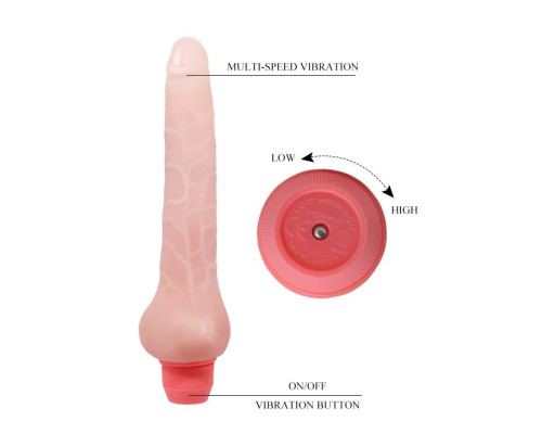 Гнущийся вибратор с мошонкой - 18,8 см.