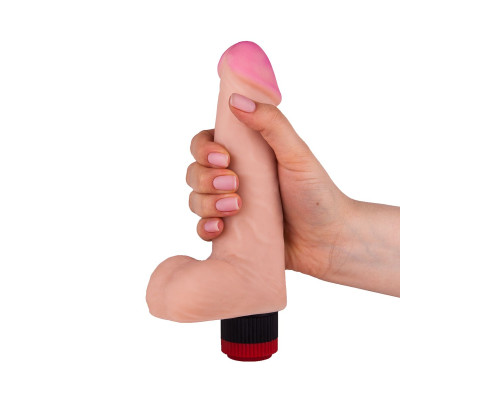 Фаллоимитатор с мошонкой и вибрацией - 20,7 см.