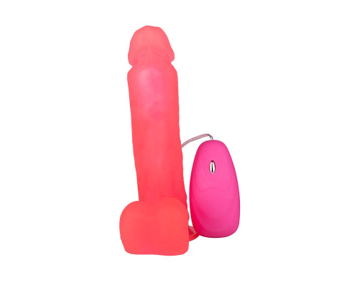 Розовый гелевый вибратор на присоске - 19 см.