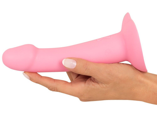 Розовый вибростимулятор на присоске Heart Guy - 19 см.