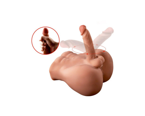 Телесный мужской торс с вибрацией и возвратно-поступательными движениями Bartlett