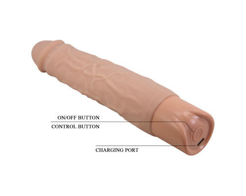 Телесный реалистичный вибратор Osric - 22,3 см.
