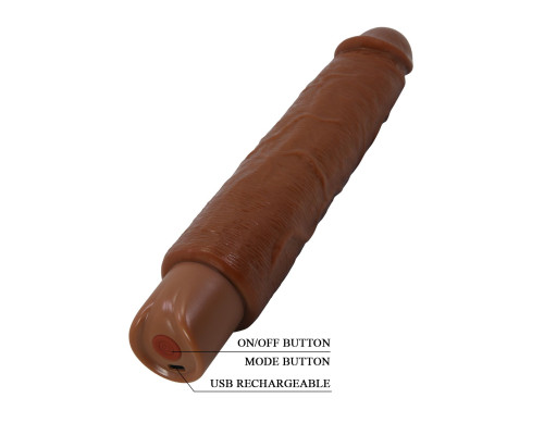 Коричневый реалистичный вибратор Soren - 25,2 см.