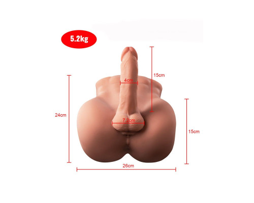 Телесный мужской торс с вибрацией и возвратно-поступательными движениями Bartlett