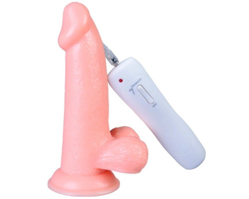 Телесный вибратор Vibrating Dong with Balls - 14 см.