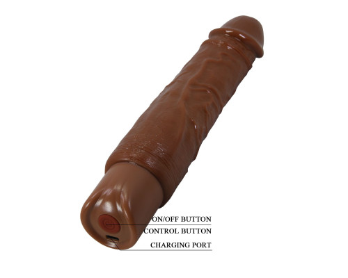 Коричневый реалистичный вибратор Rufus - 23,8 см.