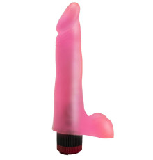 Гелевый розовый вибромассажёр - 17,8 см.