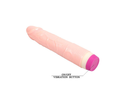 Телесный вибратор с ярко очерченной головкой - 21 см.