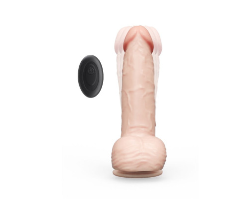 Телесный вибратор-реалистик REAL Standard с пультом ДУ - 17,5 см.