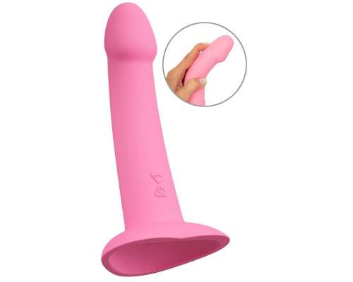 Розовый вибростимулятор на присоске Heart Guy - 19 см.