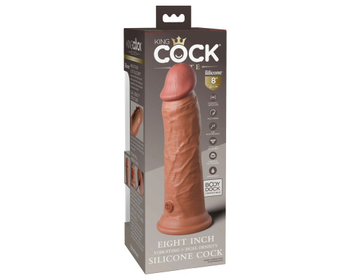 Карамельный вибратор-реалистик 8  Vibrating Silicone Dual Density Cock - 22 см.