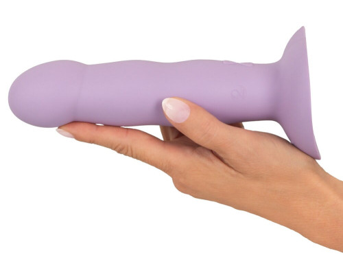 Сиреневый вибростимулятор на присоске Heart Guy - 19,5 см.