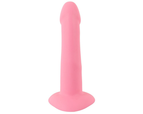 Розовый вибростимулятор на присоске Heart Guy - 19 см.