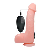 Телесный вибратор с проводным пультом - 22 см.