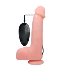 Телесный вибратор с проводным пультом - 22 см.