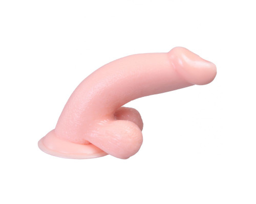 Телесный вибратор Vibrating Dong with Balls - 14 см.