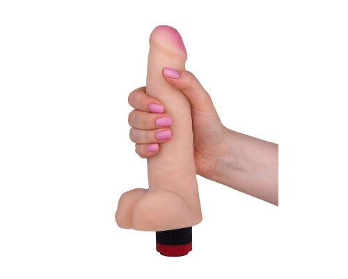 Большой реалистичный виброфаллос с мошонкой - 23 см.