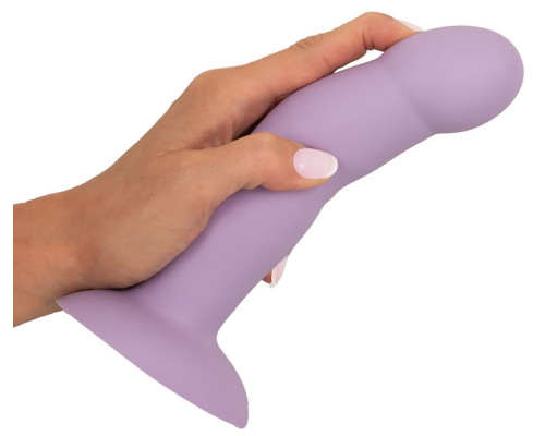 Сиреневый вибростимулятор на присоске Heart Guy - 19,5 см.