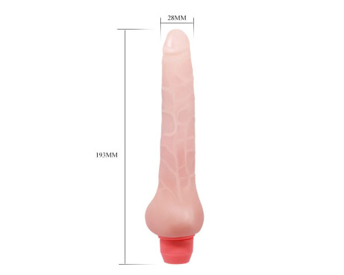 Гнущийся вибратор с мошонкой - 18,8 см.