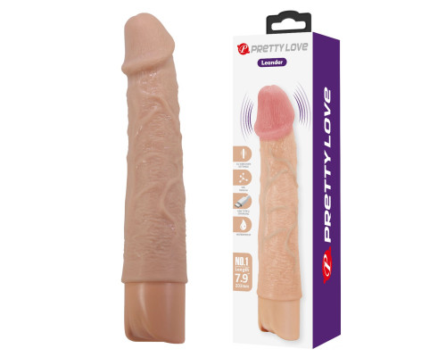 Телесный реалистичный вибратор Leander - 20,3 см.