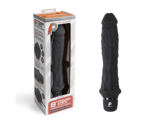 Черный вибратор-реалистик 8  Girthy Realistic Vibrator - 24,5 см.