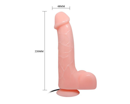 Телесный вибратор с проводным пультом - 22 см.