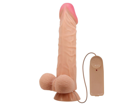Телесный вибратор с подвижной кожей - 24 см.
