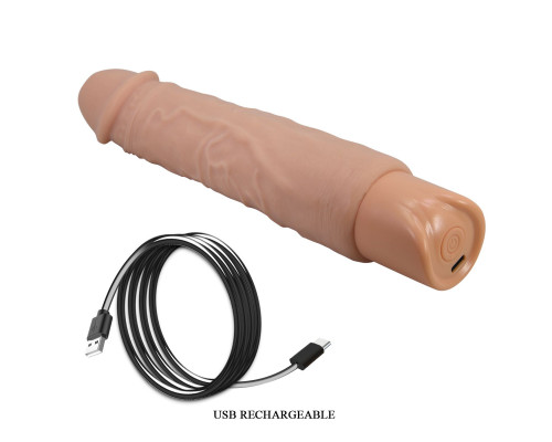 Телесный реалистичный вибратор Rufus - 23,8 см.
