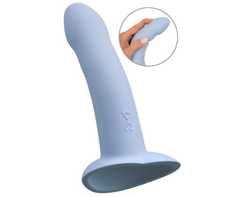 Голубой вибростимулятор на присоске Heart Guy - 17 см.