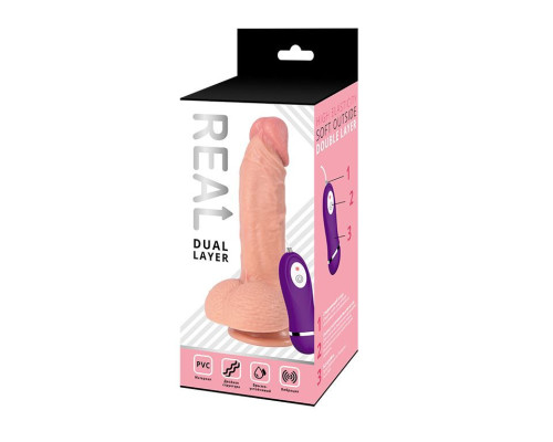 Телесный реалистичный вибратор REAL Dual Layer - 21,5 см.