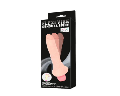 Гнущийся вибратор с мошонкой - 18,8 см.