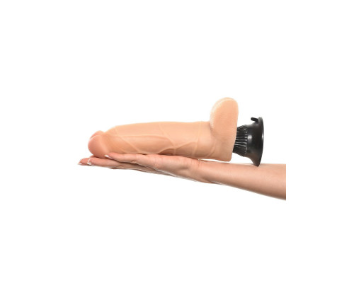 Вибратор телесного цвета с мошонкой Real Feel Deluxe №5 - 24,4 см.