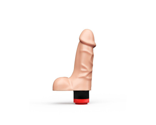 Телесный реалистичный вибратор с мошонкой - 16,5 см.