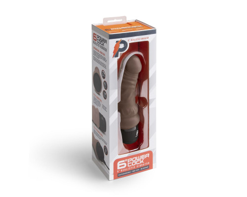 Коричневый вибратор-реалистик 6  Realistic Vibrator - 17 см.