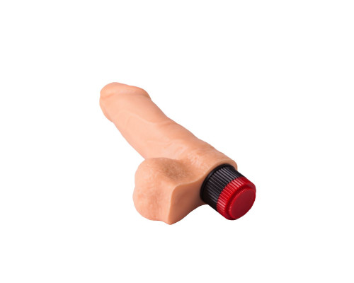 Реалистичный виброфаллос с мошонкой - 15,5 см.