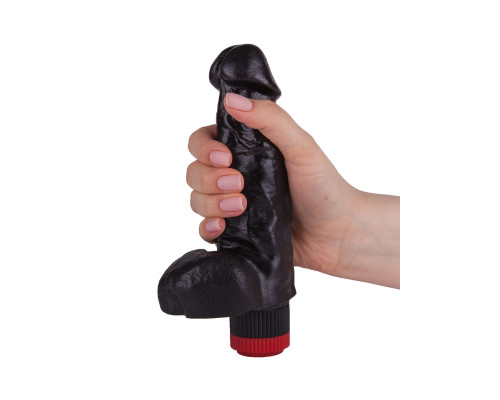 Чёрный фаллический вибромассажёр - 17,8 см.