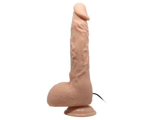 Телесный вибратор с большой мошонкой Jason - 25 см.