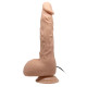 Телесный вибратор с большой мошонкой Jason - 25 см.