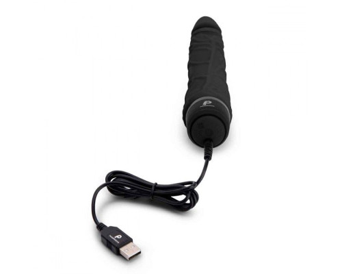 Черный вибратор-реалистик 7  Realistic Vibrator - 20 см.