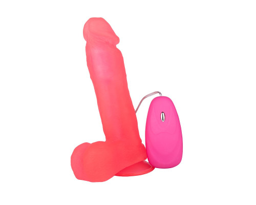 Розовый гелевый вибратор на присоске - 19 см.