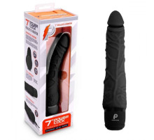 Черный вибратор-реалистик 7  Realistic Vibrator - 20 см.